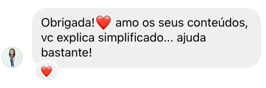 Print de mensagem no Instagram: aluna diz que os conteúdos são explicados de forma simples e ajudam bastante
